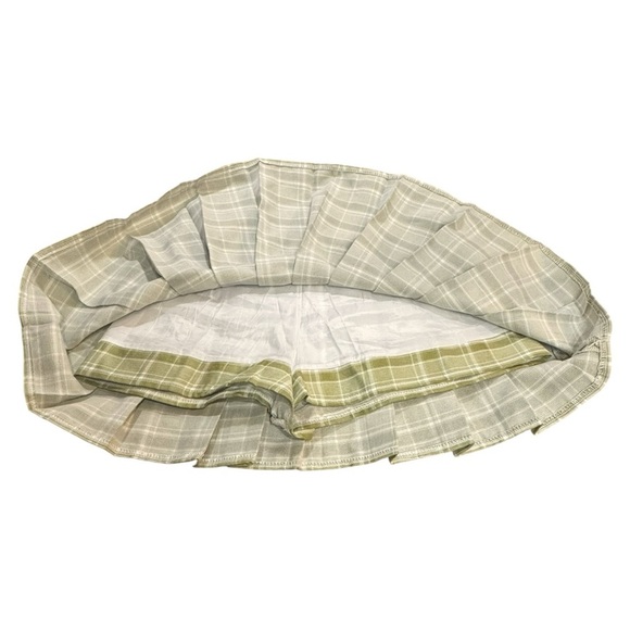Y2K Green Plaid Mini Skirt XS Built-In Shorts Side Zip Preppy Coquette Style - Picture 2 of 3